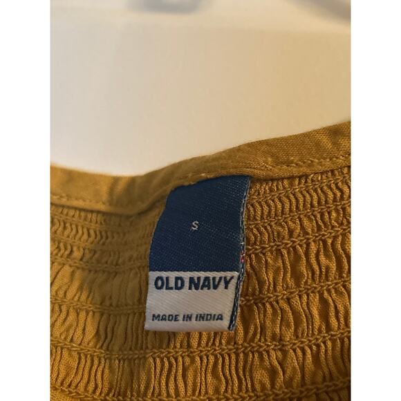 NWT Old Navy Short Gold Dress Smocking Long Sleeve Tiered Size Small - Picture 3 of 6